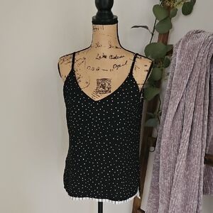 White House Black Market Black and White Fitted Camisole